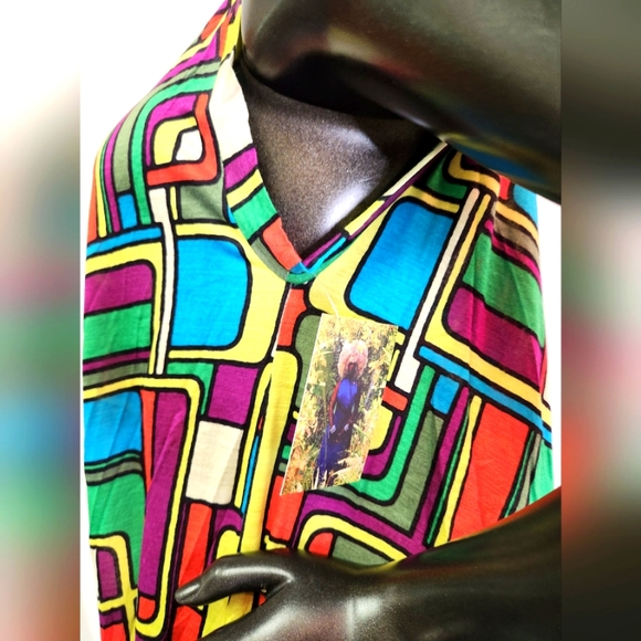 Custom Cut & Sewn - Colorful Geometric Dress with Sash - Picture 6 of 16